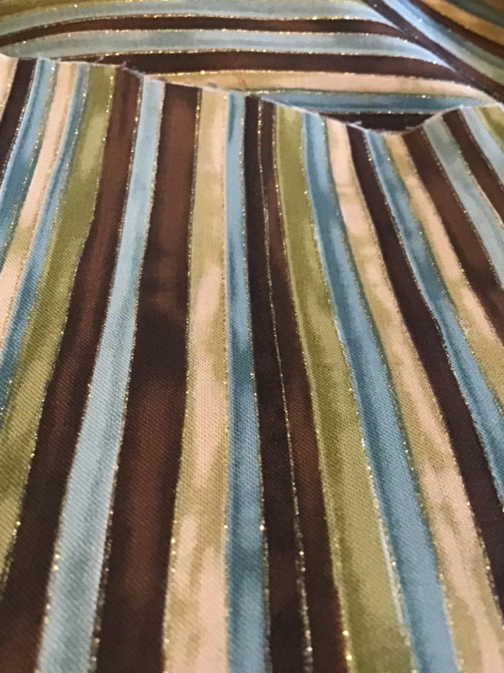 Beautiful stripe w/gold metallic accent fabric 2 yards x 40” New!